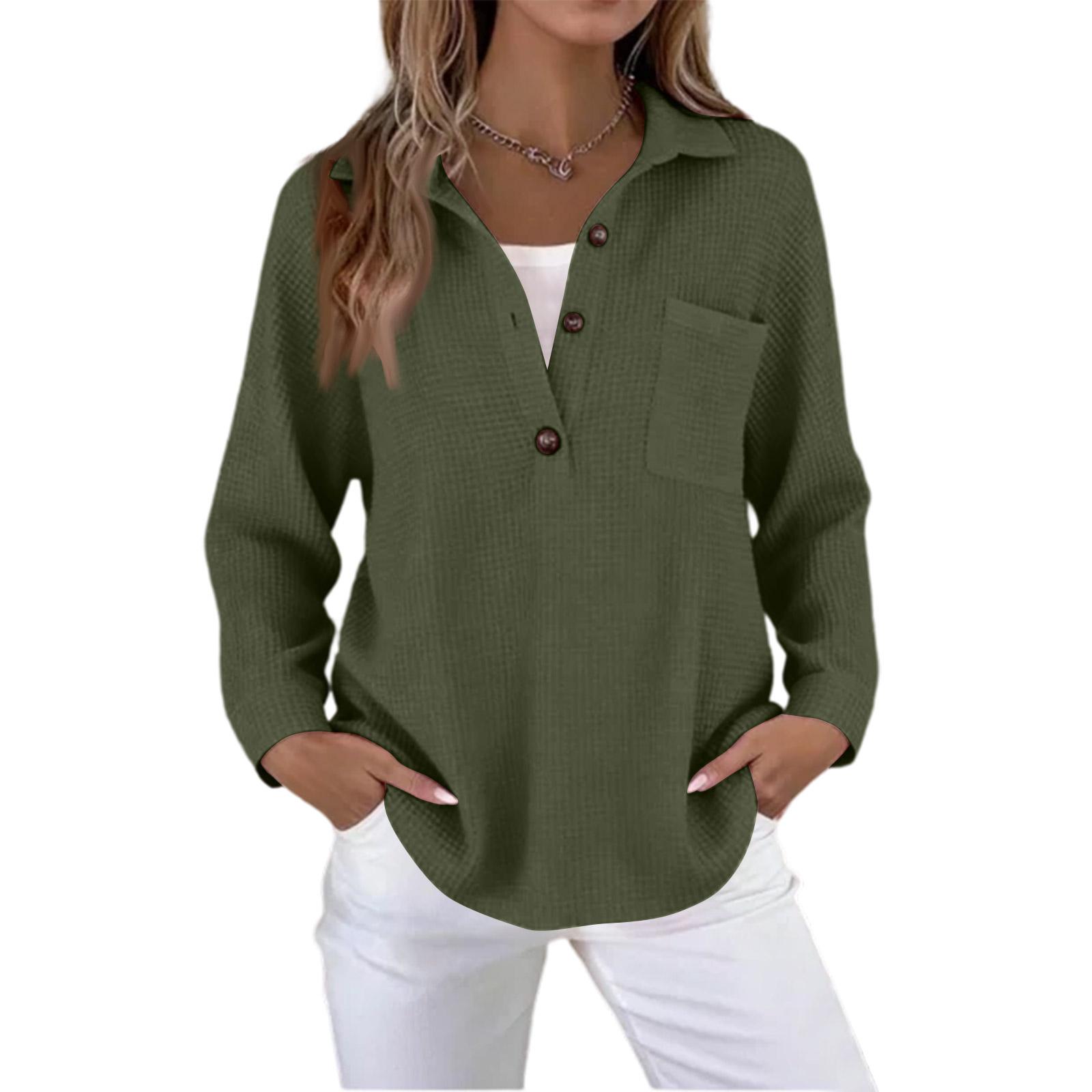 Women s Casual Loose Fashion Color Ribbed Long-Sleeved Pullover Top XXL