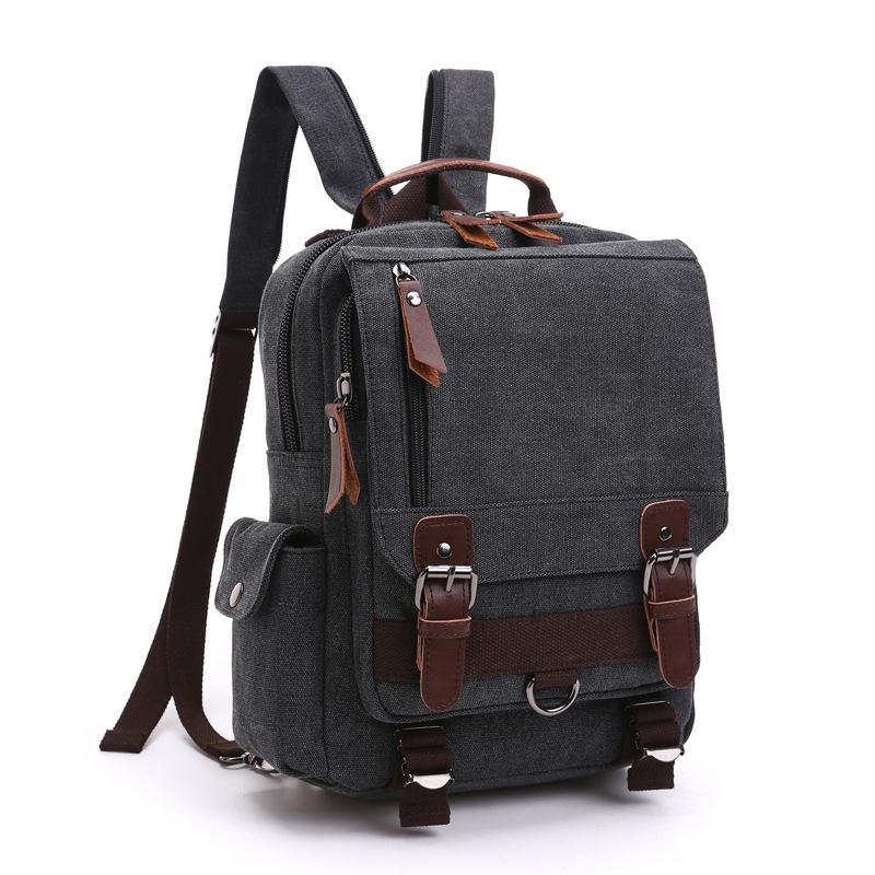 Kleiner Canvas-Reise-Multifunktions-Schulterrucksack für Männer und Frauen, Laptop-Rucksack, Tagesrucksack