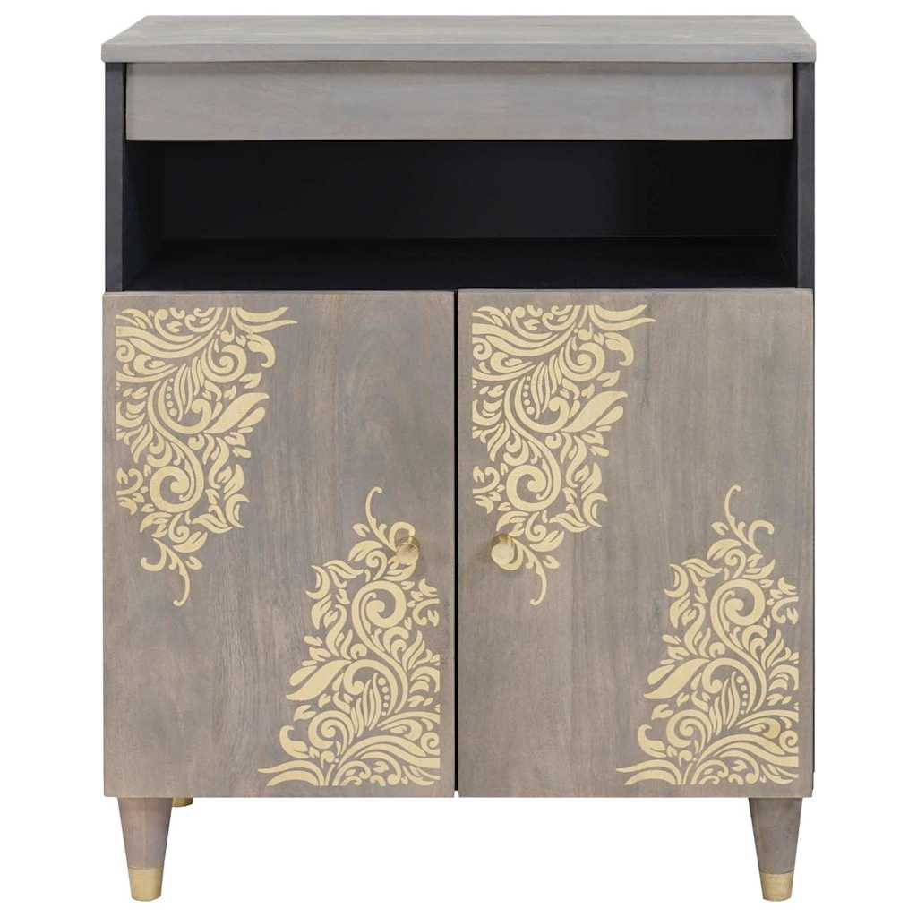 Sideboard Gray and Gold 60 x 33 x 75 cm Solid Mango Wood