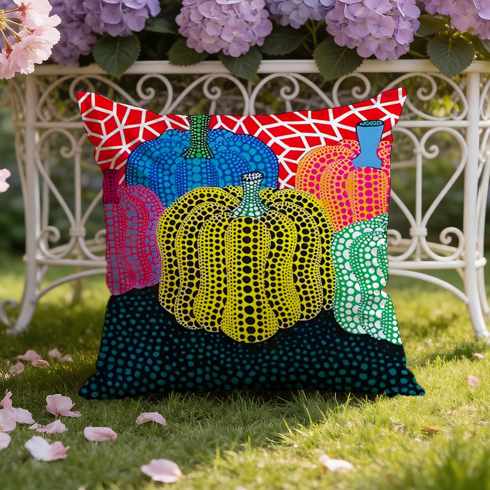 Y-Yayoi K-Kusama Abstract Art Pumpkin Cushion Cover Home & Car Dual-Scene Pillow Cover: Reversible for Premium Comfort
