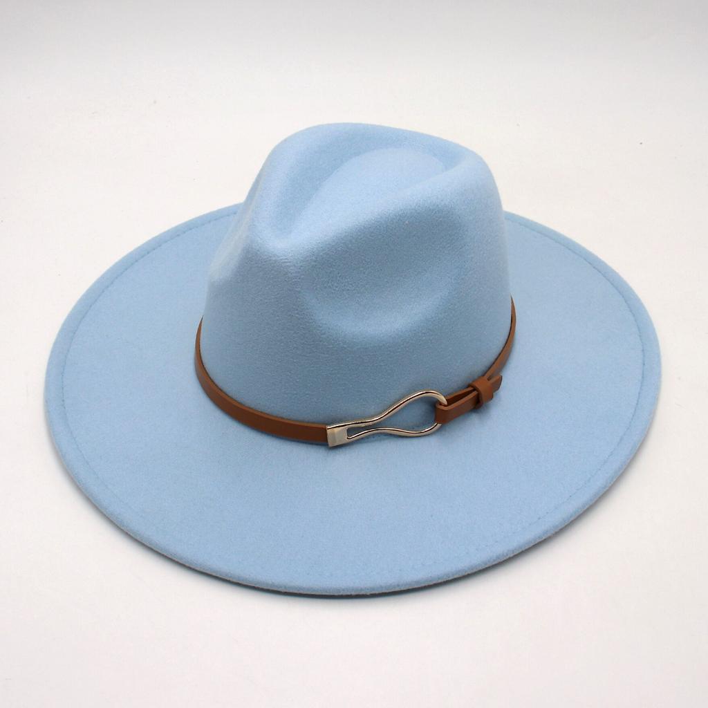 .Cm top hat foreign style jazz hat retro felt hat temperament British style belt buckle woolen hat