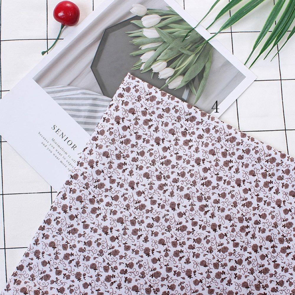 7Pcs Cotton Pre-cut Fabric Coffee Dot Floral Design Polka Dot Cloth Hand Sewing Creation