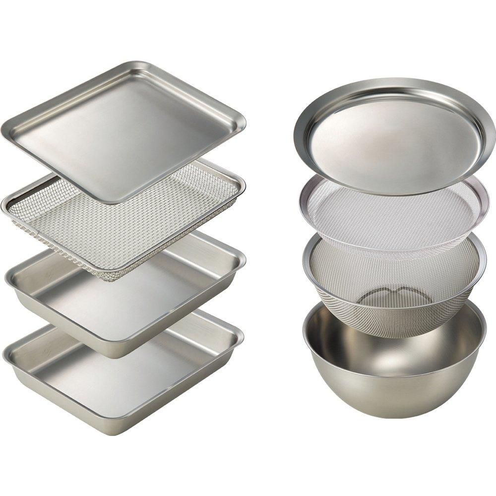 La Base Stainless Steel Bowl Plate Round Colander Shallow Colander Stainless Steel Square Square Colander Square Plate Made in by Yoko Tsubame-Sanjo &
