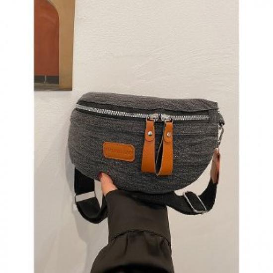 Vintage Denim Chest Bag for Women Fashion Versatile Zipper Crossbody Fanny Pack with Adjustable Wide Shoulder Strap Stylish Outdoor Waist Bag