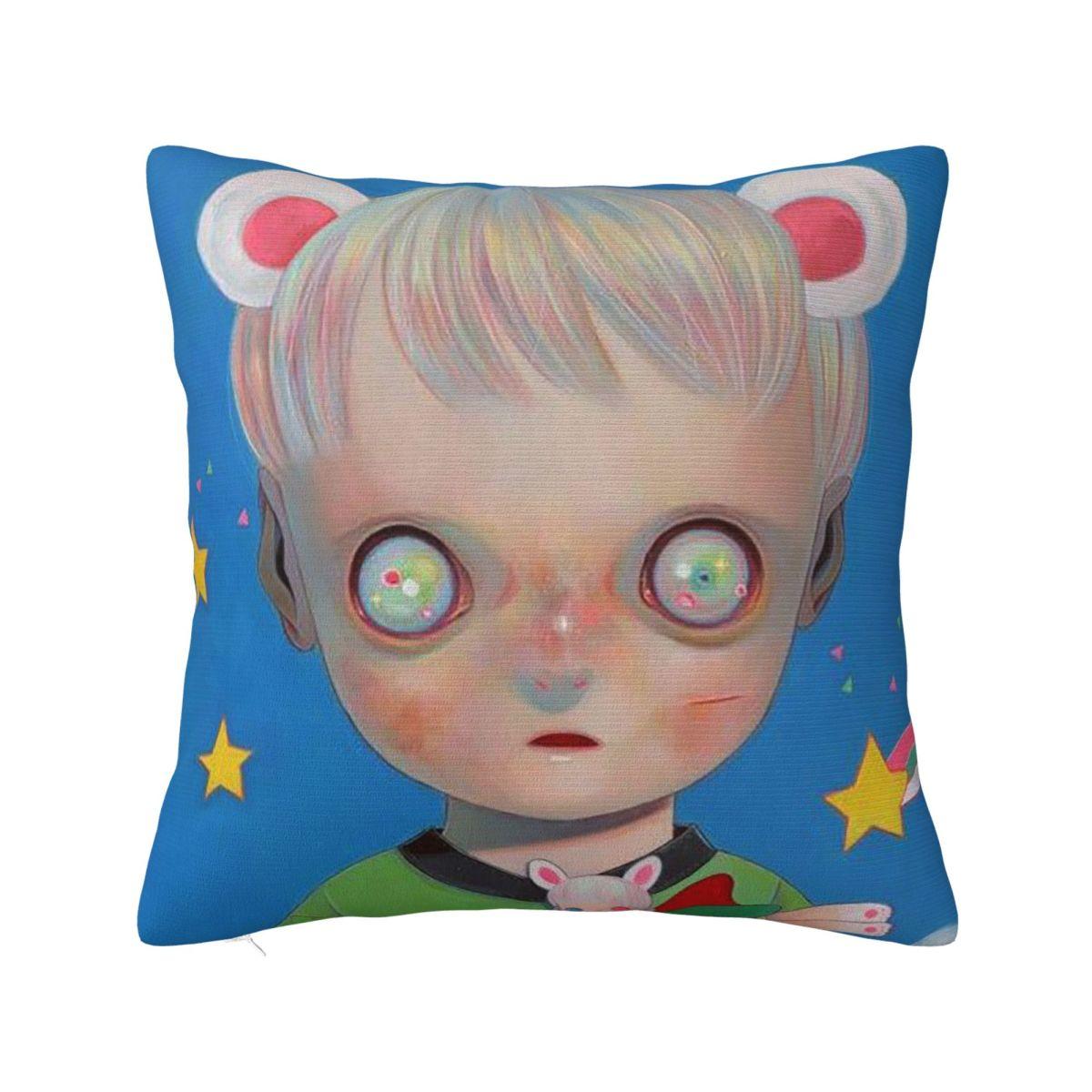 Hikari Shimoda Cute Boy Square Pillowcase Cushion Cover Pillow Case Throw Pillow Cover for Home Sofa Living Room 12x12Inch