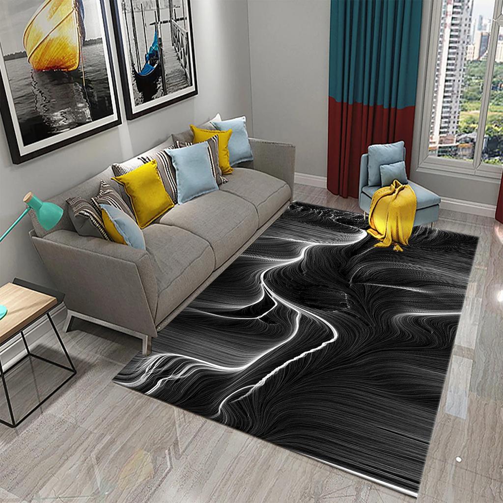 Dark Green Marbling Carpet Abstract Marble Pattern Rug Golden  Stone Texture Rectangle Area Rugs Living Room Bedroom Decor Mats