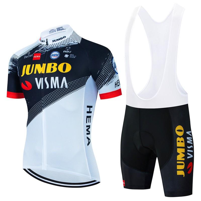 Jumbo Visma Cycling Jersey Set Short Sleeve Mens Breathable Quick Dry Mountain Road Bike Apparel