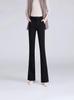 Women's High Waist Black Flared Trousers - Slimming Micro Flare Suit Pants for Spring & Autumn