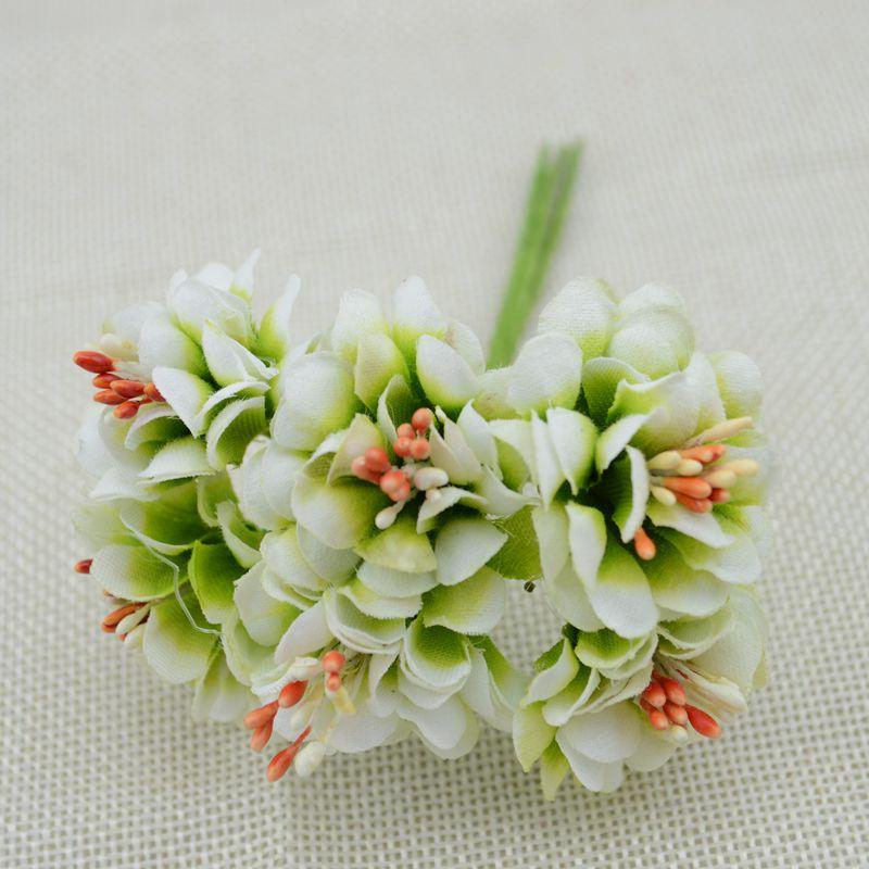

6pcs Fake Plants Silk Gradient Stamen Handmake Artificial Flowers Bouquet Wedding Decoration DIY Wreath Gift Scrapbooking Craft зелёный