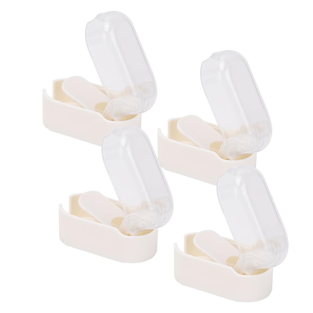 4pcs Wall Mounted Tooth Brush Case Clear Non Punched Self Adhesive Hanging Tooth Brush Cover Cap for