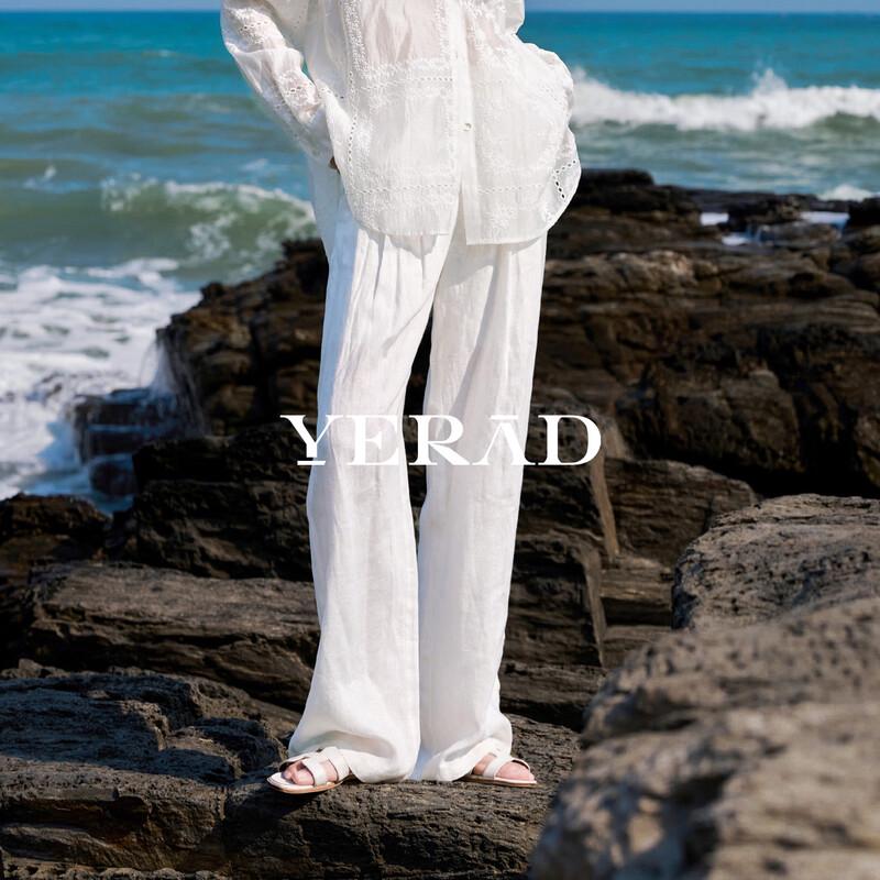 

Женские белые льняные широкие повседневные брюки YERAD 32