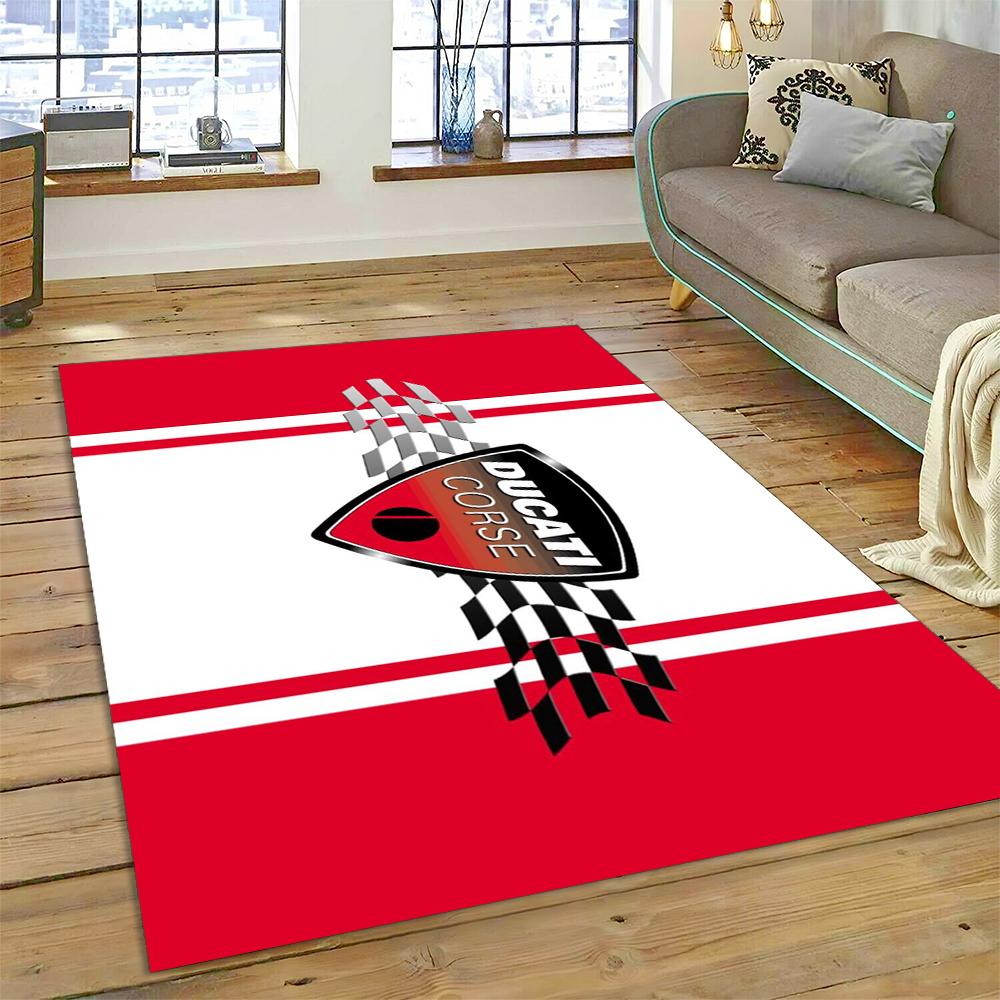 3D Rennmotorrad Schild Teppich für Wohnzimmer Schlafzimmer Zuhause Sofa Dekoration, Kinder Spiel Rutschfeste Bodenmatte Weihnachtsgeschenk