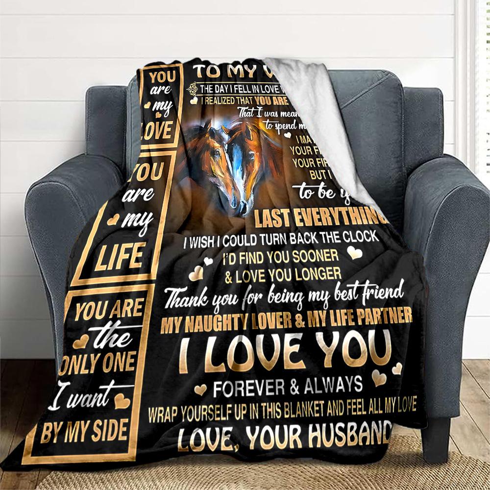 1PC Love Quotes for Wife Print Blanket, Soft Throw Blanket - Warm & Cozy for Couch, Bed, Office, and Travel yy250912199