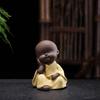 4Pcs Mini Monk Tea Pet Ornaments – Ceramic Zen Figurines for Tea Table, Bonsai, and Home Decoration