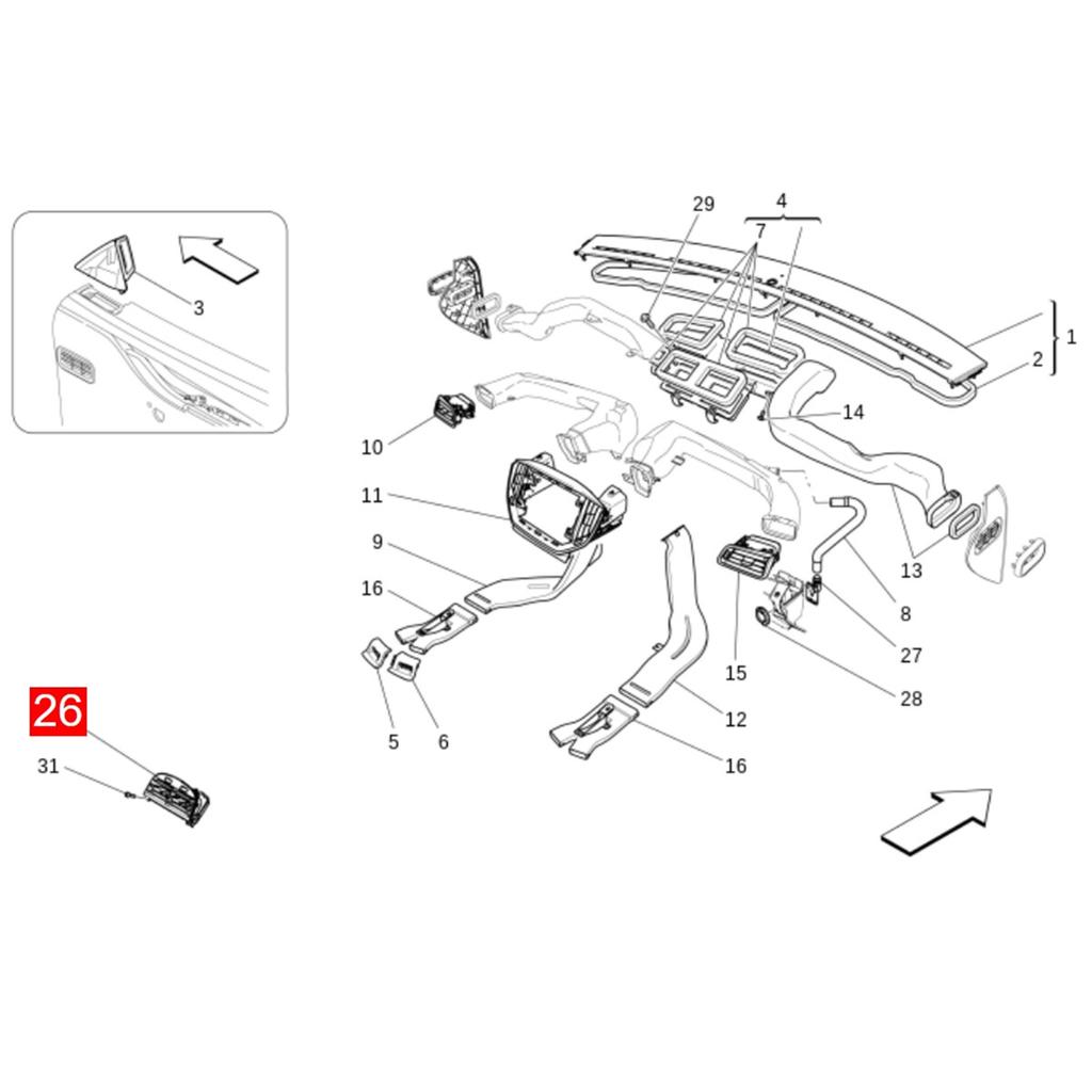 Rear Air Vent Outlet Paddle Clip Slider for Maserati Ghibli (M157) 2014-