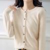 Autumn Womens Sweaters Long Sleeved Top Cardigans Sweater Round Neck  Knitted Cashmere Cardigans Solid Single Breasted Womens Sweaters
