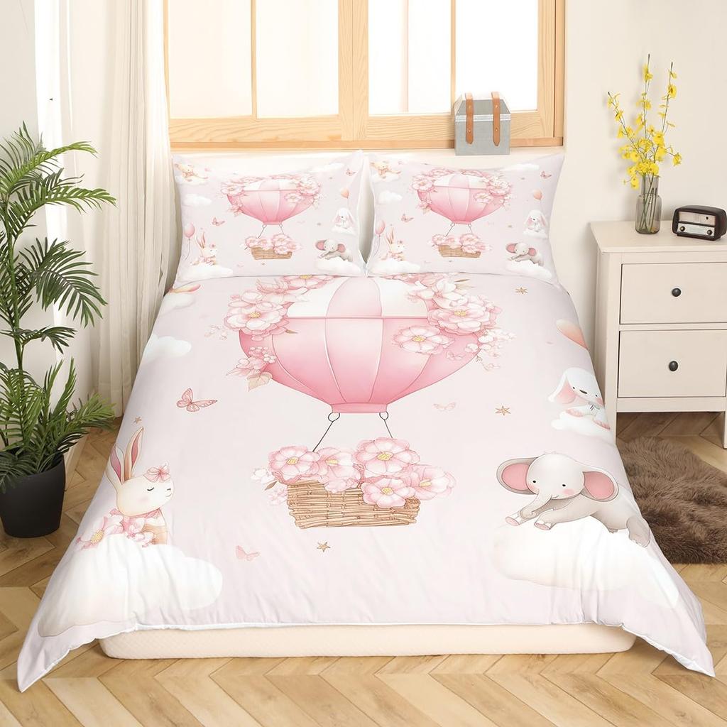 Cartoon Hot Air Balloon Bedding Set 3D Printed Duvet Cover Set Soft Single Twin Double Queen King Size For Kids Birthday Gift