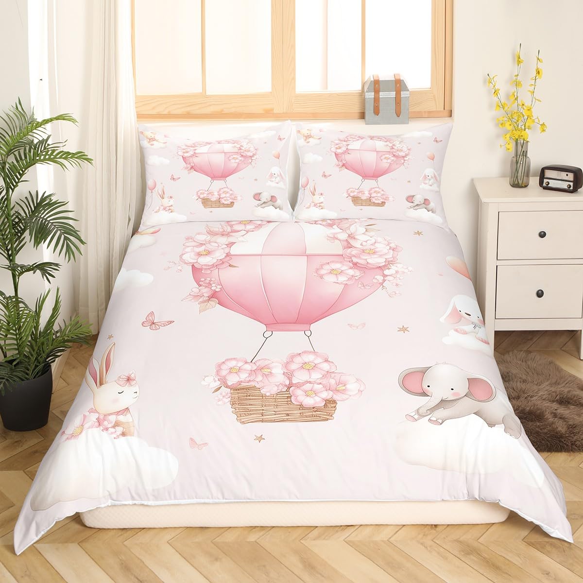 

Cartoon Hot Air Balloon Bedding Set 3D Printed Duvet Cover Set Soft Single Twin Double Queen King Size For Kids Birthday Gift Eu Single 135x200cm