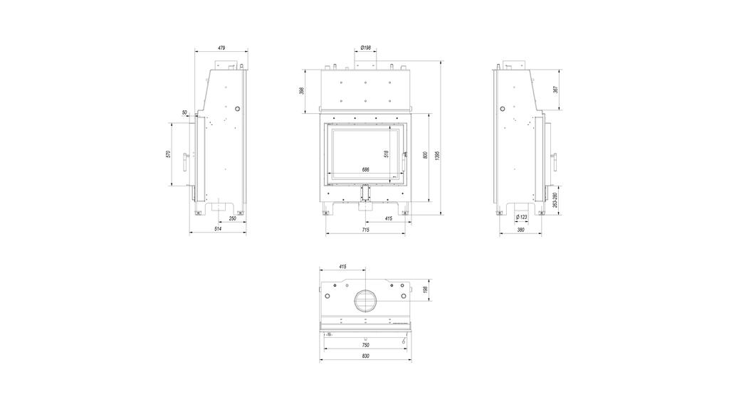Water Heating Fireplace KRATKI MBA 17 kW Ø 200 Black Thermotec Lining