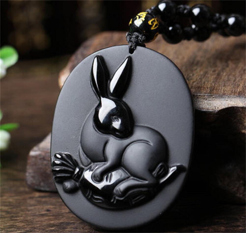 Naturalny Czarny Obsydian Rzeźbiony Chiński Starożytny Dwanaście Zwierząt Zodiaku Szczęśliwy Amulet Wisiorek Koraliki Naszyjnik Modny Prezent Biżuteria