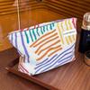 Color Block Corduroy Striped Canvas Travel Bag: Portable Skincare, Makeup, Toiletries Storage for Business Trips