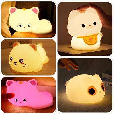 Cute Cat Silicone Night Light USB Charging Lamp Children's Room Bedroom Bedside Lamp Soft Light Eye Care Is Still A Good Gift