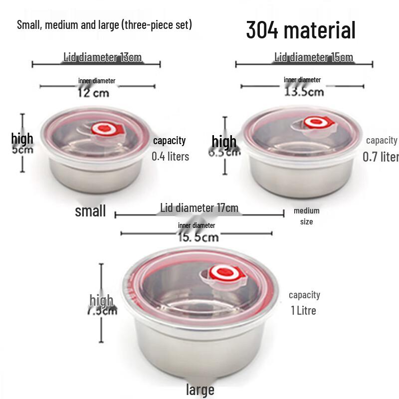 Laino 304 Stainless Steel Food Storage Bowl Set