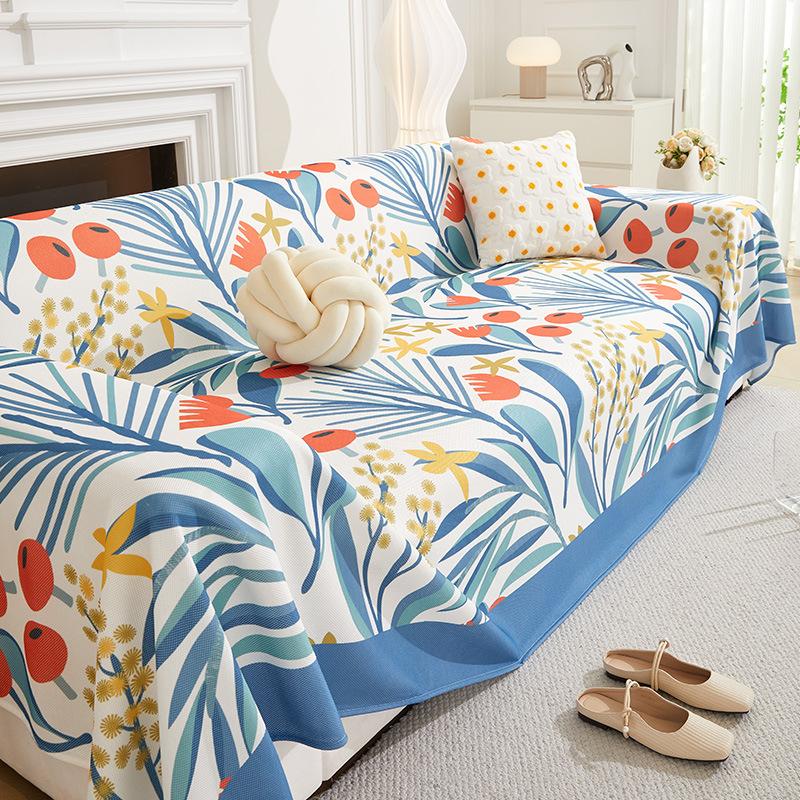 Ice Silk Sofa Cover Towel Non-Slip High-Grade Sofa Cover Cloth Summer Summer Mat Sofa Cover Summer Sofa Towel