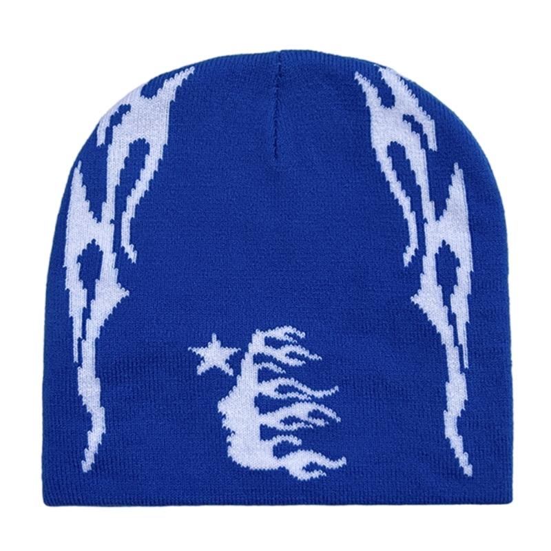 Knitted Beanies Hat for Women Men Popular Pattern Skull Hat Handmade Crochet Hat 2000s Hiphop Hat Casual Street Headwear