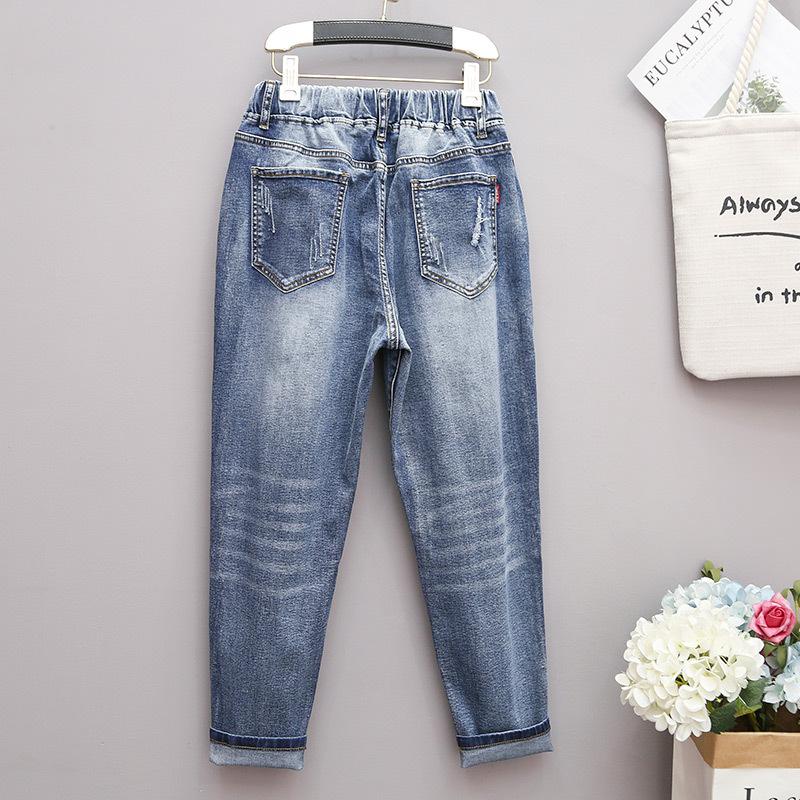 Women's Spring and Autumn Four Seasons Plus Size Jeans Women Loose Harun Nine-minute Trousers