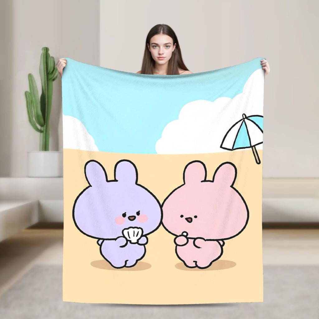 Asamimichaan Cute Asamimi Blanket Soft Warm Street Trend Plush Throw Blanket For Couch Bed Picnic Flannel Bedspread Bed Cover