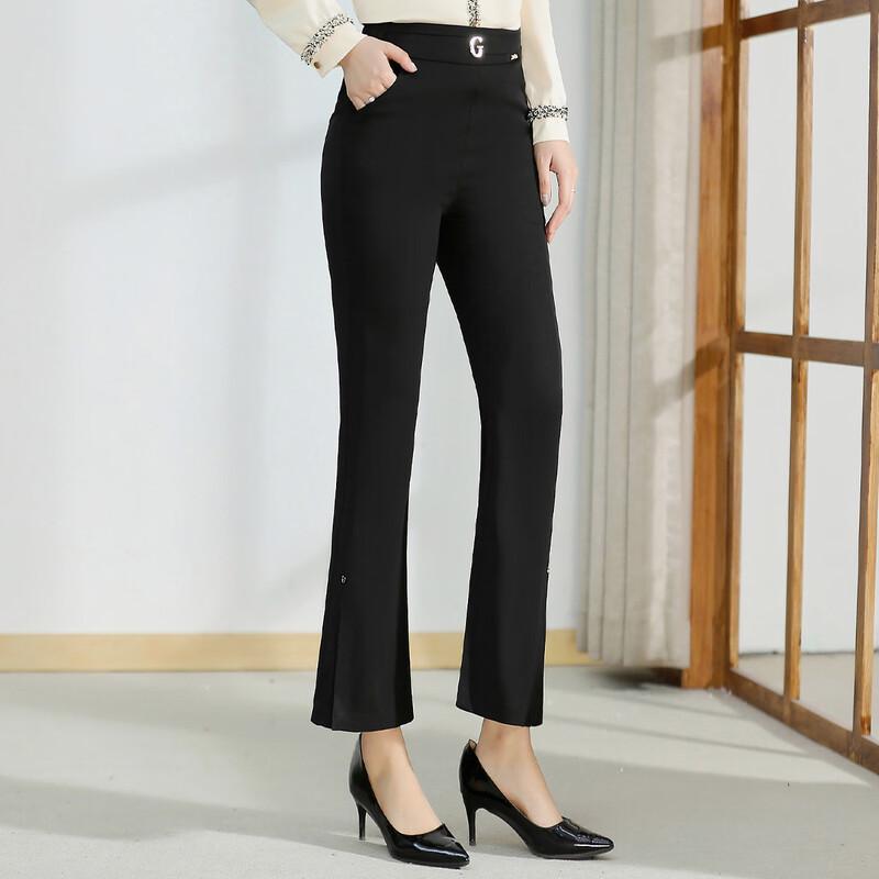 

Pasite Women s Elastic Waist Flared Ankle Pants 2XL