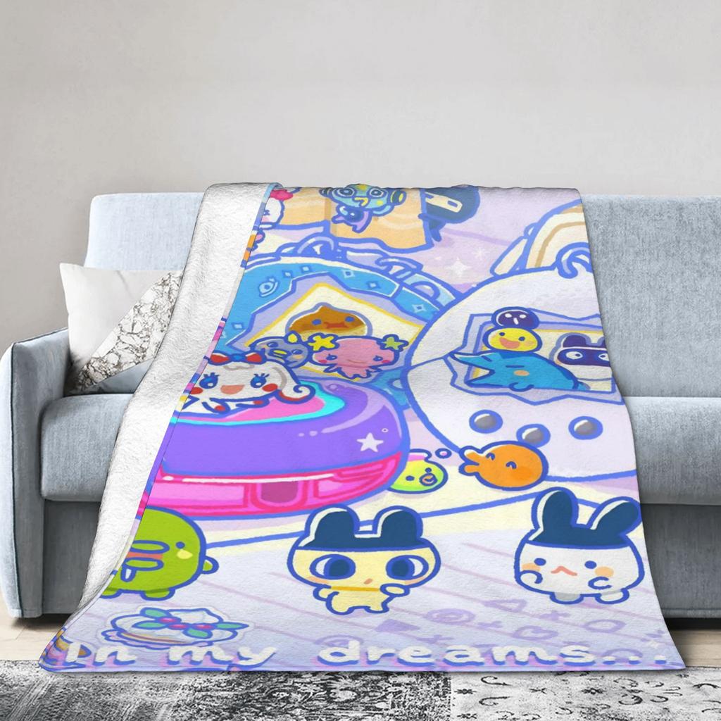 Cartoon Cute Tamagotchis Blanket Fleece Spring Autumn Multi-function Super Warm Throw Blankets for Sofa Car Bedspreads