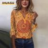 Damenmode Lässig Langarm V-Ausschnitt Blusen & Hemden