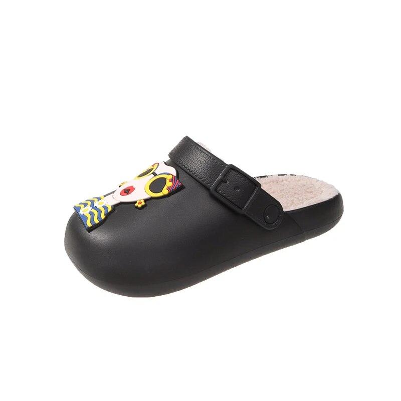 Женские тапочки теплые однотонные современные тапочки для женщин домашняя хлопковая обувь женские повседневные плюшевые зимние женские шлепанцы 36-37 чёрный 1844₽