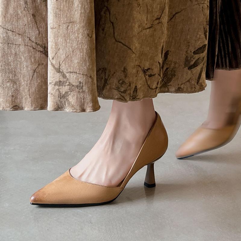 

Новые женские сандалии с вырезами, европейские и американские, большого размера, на высоком каблуке, с мягкой подошвой из говяжьей кожи, женские сандалии-шлепанцы, летние женские сандалии 40 хаки