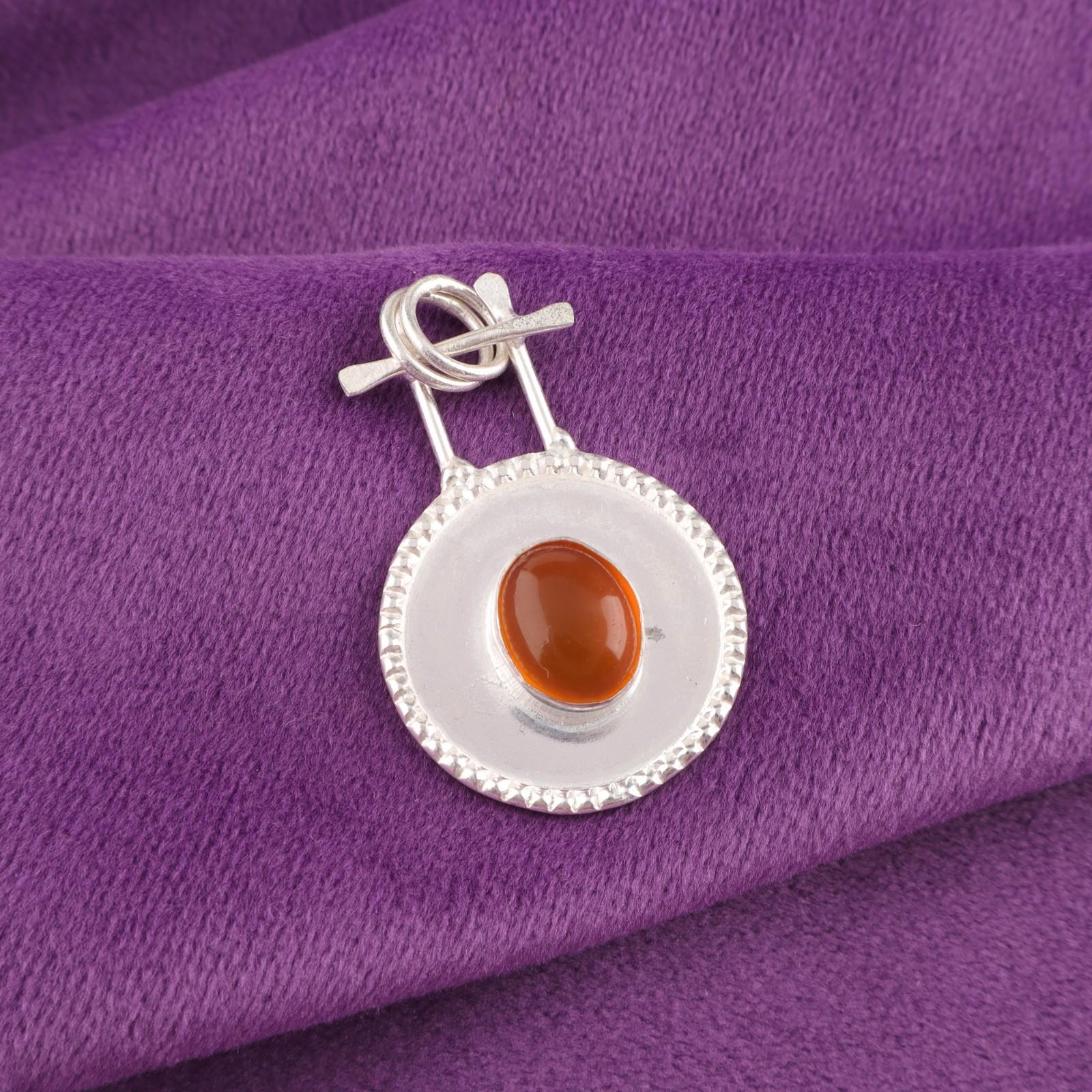 

Oval Natural Carnelian 925 Sterling Silver Sacral Chakra Wedding Gift Pendant PP-57-31