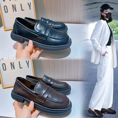 Leather Loafers 2026 Spring Light Mouth Low Heel Solid Color Single Shoes British Style Small Leather Shoes