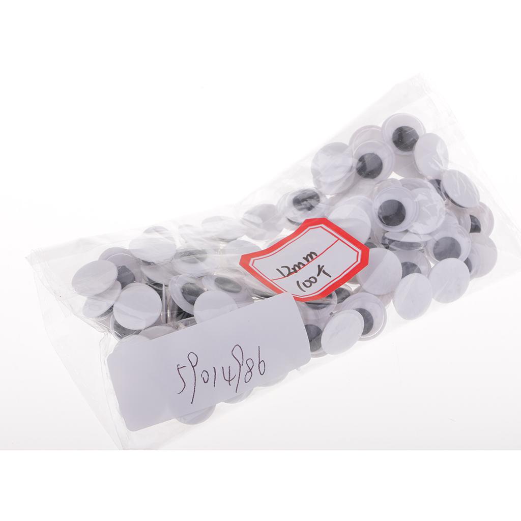 1 Bag of Self-adhesive Wiggle Eyes Round Wiggle Googly Eyes Doll Eyes