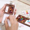 4in1 Portable Travel Watercolor Palette Set Mini Wooden Square Tray Paint Box Sketchbook Student Outing Drawing Art Supplies