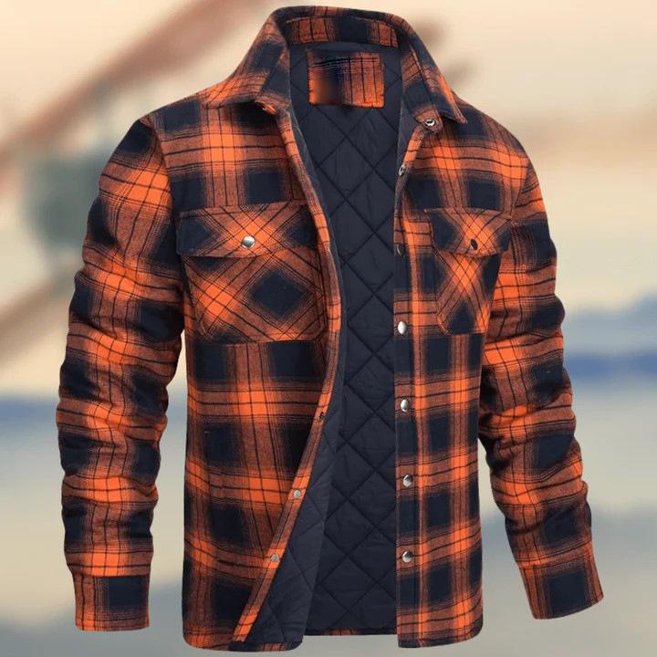 Mens Flannel Shirts Long Sleeve Quilted Lined Jackets Comfortable Button Down Plaid Flannel Jacket Heavyweight Warm Winter Outdoor Casual Coat for Men