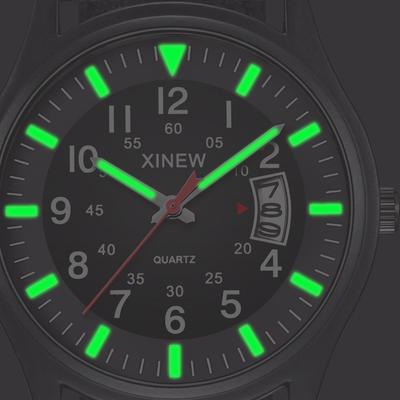 Round Dial Nylon Strap Band Men Boy Military Date Quartz Wrist Watch Gift