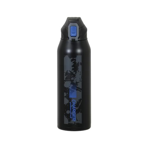 Pearl Metal Water Bottle, 1100ml (1.1L), Direct Drink, Insulated, Sports Drink, with Pouch, Blue x Black, Fast Charger, HC-180
