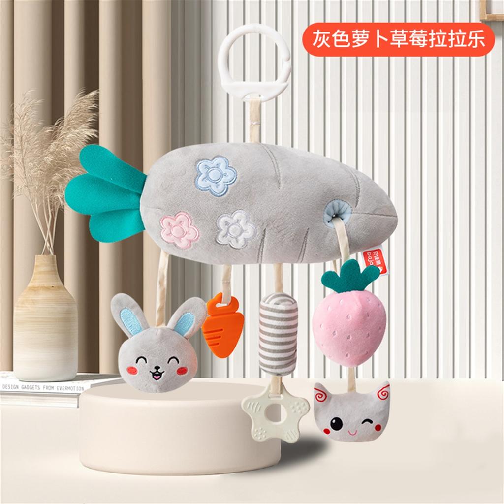 Pull String Baby Rattle Toy, Stroller Hanging Pendant, Sensory Grasp Training Toy, Car Seat Hanging Soothing Toy for Newborn Infant 0‑12 Months