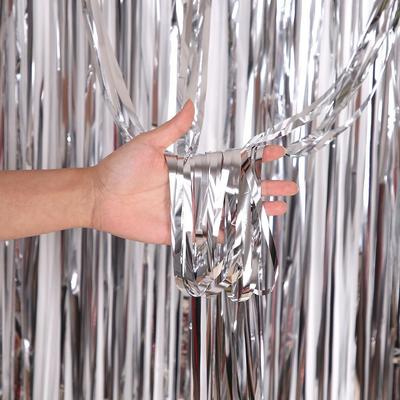Silver Silk Tassel Curtain for Wedding, Birthday, Party, or Stage Décor