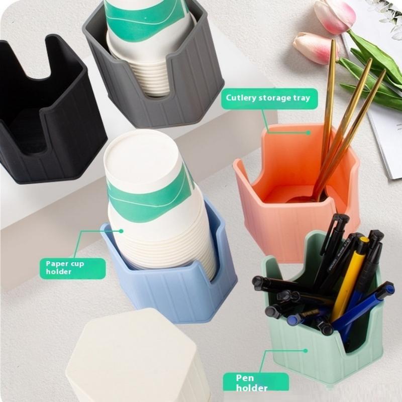 Mouthwash Cups Holder Stackable Silicone Cup Dispenser For Bathroom Sink Counter Space-Saving Mouthwash Cup Holder Small