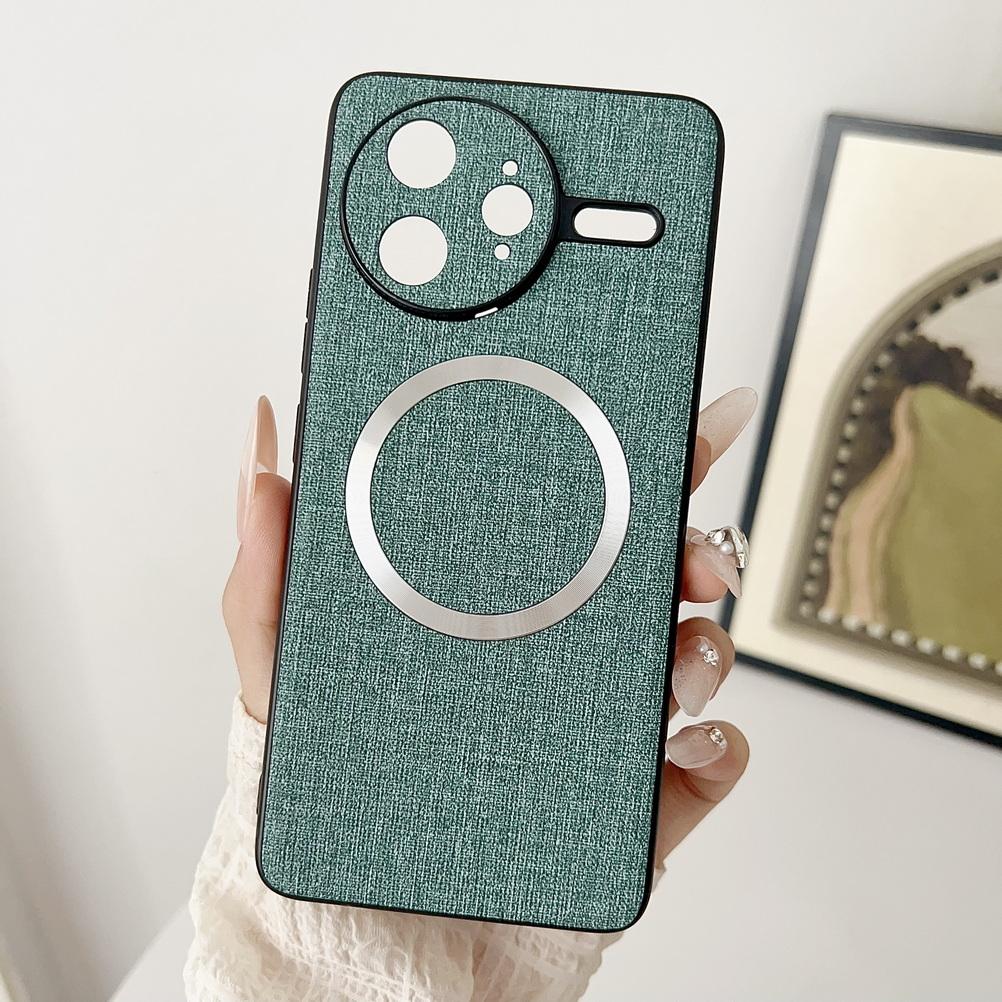 Magsafe Magnetic Plain Leather Case For Poco F7 Ultra POCO F7 X7 Pro F6 Pro X6 Pro M6 Pro Poco C75 Cloth Wireless Charging Cover