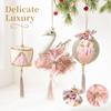 and Green Flannel Christmas Ball Ornaments for Holiday Tree Decor, Hanging Decoration