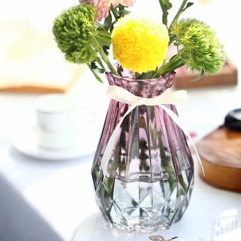 Transparent Pumpa Origami Vas med Diamantmönster för Arrangemang av Färska Blommor