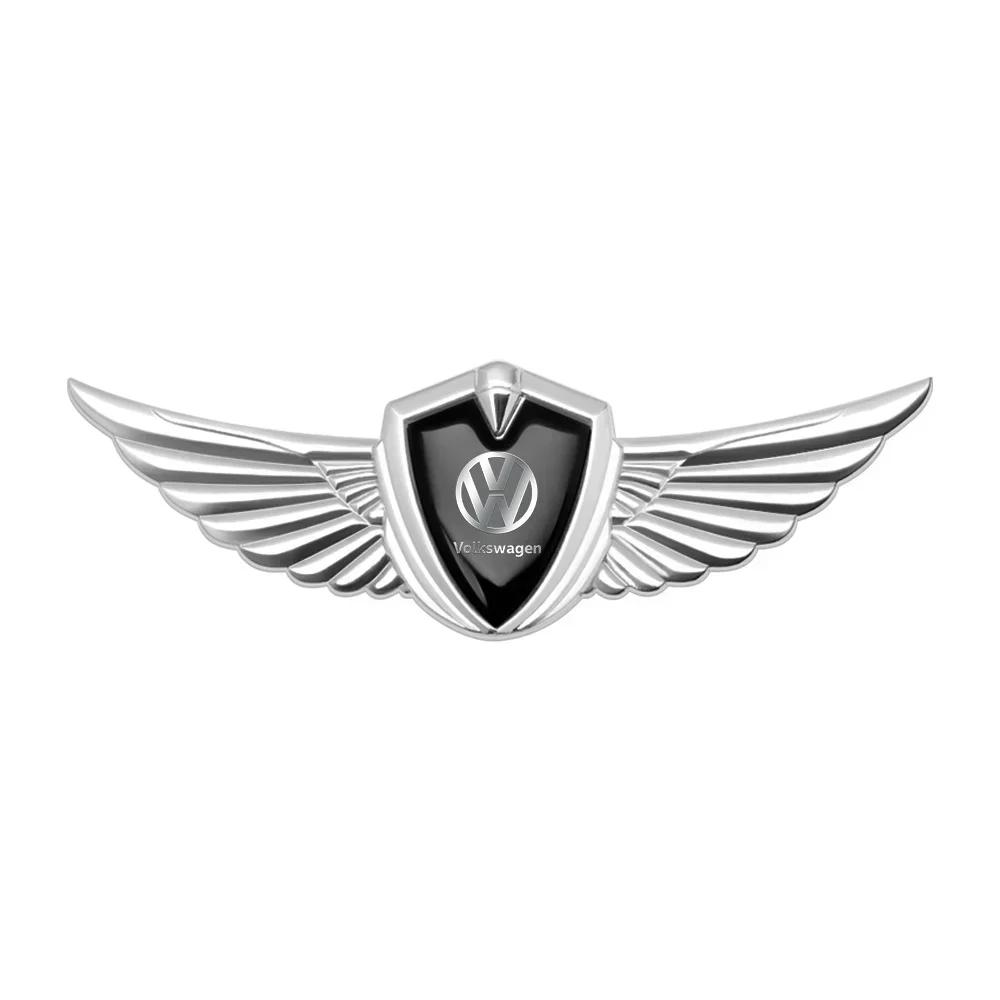 T243D Metal Wings Car Styling Side Mark Window Body Sticker Decals For VW Volkswagen Golf Polo Passat Touran Jetta Accessories